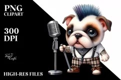 Funny Bulldog Punk Singer Clipart Product Image 1
