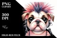 Funny Bulldog Punk Singer Clipart Product Image 1