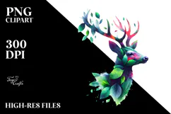Vibrant Deer Made of Leaves PNG Product Image 2