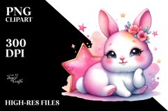 Resting Baby Star Rabbit PNG Product Image 2