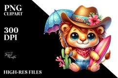 Baby Lion Surfboard PNG Product Image 2