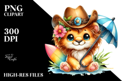 Vibrant Watercolor Smiling Cute Baby Lion PNG Product Image 2