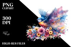 Colorful Bird with Spring Flowers, PNG Product Image 2