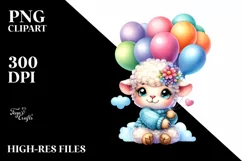 Cuddling Baby Lamb Balloons | Sublimation | Clipart Product Image 1