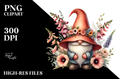 cute Gnome in Floral Frame, PNG Product Image 2