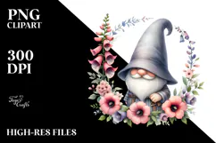 cute Gnome in Floral Frame, PNG Product Image 2
