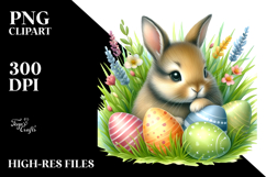Whimsical Baby Rabbit with Easter Eggs, High-Res PNG Product Image 2