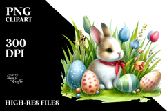 Whimsical Baby Rabbit with Easter Eggs, High-Res PNG Product Image 2