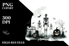 Simple Halloween Scene with Skeleton | Clipart Product Image 1