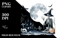 Simple Halloween Scene with Skeleton | Clipart Product Image 1