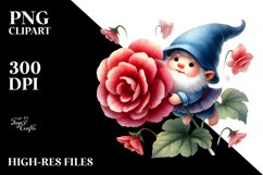 Cute Gnome Floating with Begonia PNG Product Image 2