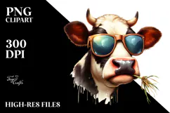 Funny Cow with Sunglasses, Contempt, PNG Product Image 2