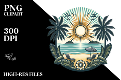 Vintage Tropical Beach Sun PNG Product Image 2