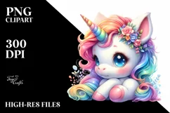 Pastel Baby Unicorn | Sublimation | Clipart Product Image 1