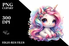Pastel Baby Unicorn | Sublimation | Clipart Product Image 1