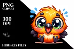Cute Dancing Baby Oriole with Big Eyes | Clipart Product Image 1