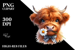 Highland Cow Portrait with Daisy Bow Product Image 2