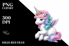Colorful Baby Unicorn with Court Background, Transparent PNG Product Image 3