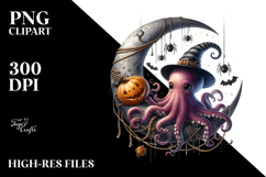 Octopus Halloween Half Moon PNG Product Image 2