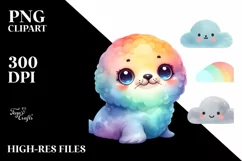 Colorful Baby Seal, Watercolor Clipart Product Image 3