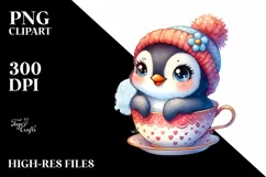 Colorful Penguin Baby in Tea Cup | Sublimation | Clipart Product Image 3