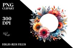 Colorful Gerbera Frame, Watercolor Clipart Product Image 1