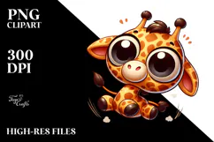 Ridiculously Cute Giraffe in Mid-Air PNG Product Image 2