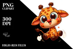 Ridiculously Cute Giraffe in Mid-Air PNG Product Image 2