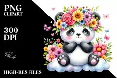 Cartoon-Style Watercolor Panda PNG Product Image 1