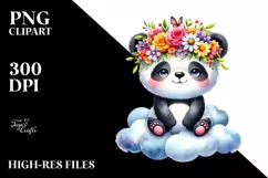 Cartoon-Style Watercolor Panda PNG Product Image 3