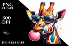 Quirky Giraffe Portrait with Sunglasses | Clipart Product Image 1
