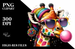 Quirky Giraffe Portrait with Sunglasses | Clipart Product Image 1