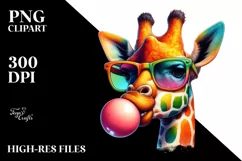 Quirky Giraffe Portrait with Sunglasses | Clipart Product Image 3