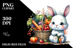 Colorful Baby Bunny with Vegetables Basket | Clipart Product Image 3