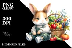 Colorful Baby Bunny with Vegetables Basket | Clipart Product Image 1