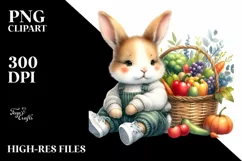 Colorful Baby Bunny with Vegetables Basket | Clipart Product Image 1