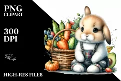 Colorful Baby Bunny with Vegetables Basket | Clipart Product Image 3