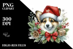 Simple Watercolor Christmass Dog PNG Product Image 3