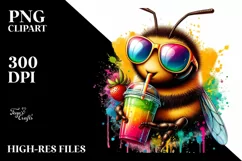 Colorful Bee with Colorful Drink | Clipart Product Image 1