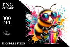 Colorful Bee with Colorful Drink | Clipart Product Image 3