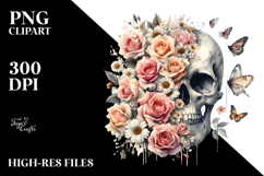Colorful Skull with Flowers, PNG Product Image 2