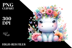 Colorful Watercolor Hippo | Sublimation Clipart Product Image 2