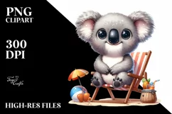 Koala Big Eyes Beach Chair Funny | Sublimation | Clipart Product Image 1