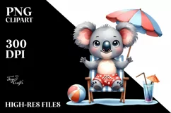 Koala Big Eyes Beach Chair Funny | Sublimation | Clipart Product Image 1