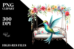 Colorful Whimsical Hummingbird on Swing Chair Product Image 2