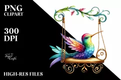 Colorful Whimsical Hummingbird on Swing Chair Product Image 1