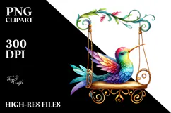 Colorful Whimsical Hummingbird on Swing Chair Product Image 2