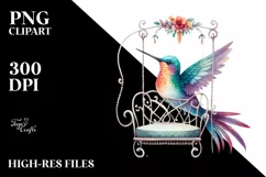 Colorful Whimsical Hummingbird on Swing Chair Product Image 3