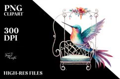 Colorful Whimsical Hummingbird on Swing Chair Product Image 2
