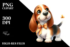 Cute Watercolor Basset Hound JPEG Product Image 2